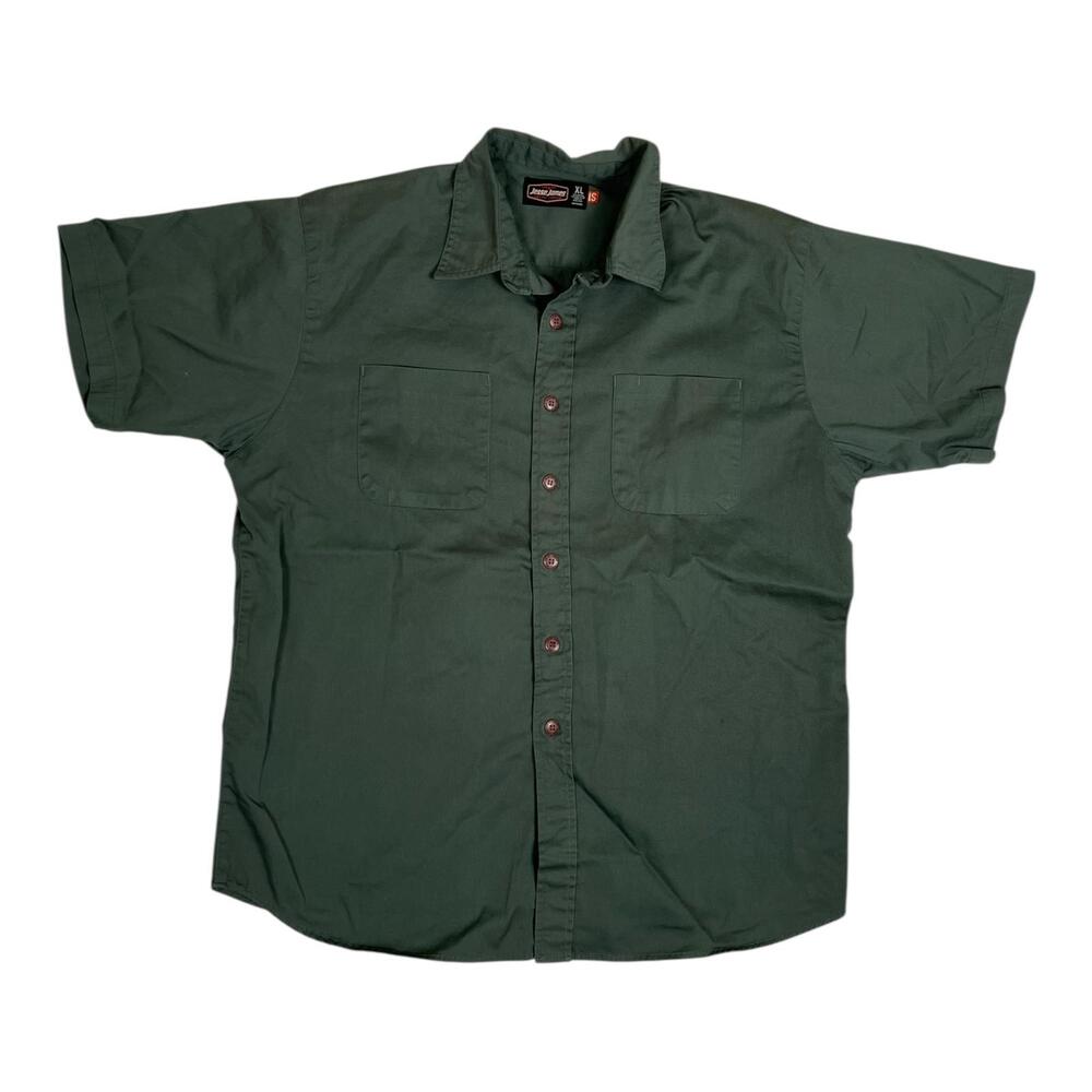 Jesse James Shirt Mens XL Green Short Sleeve Button Front Workwear Casual
